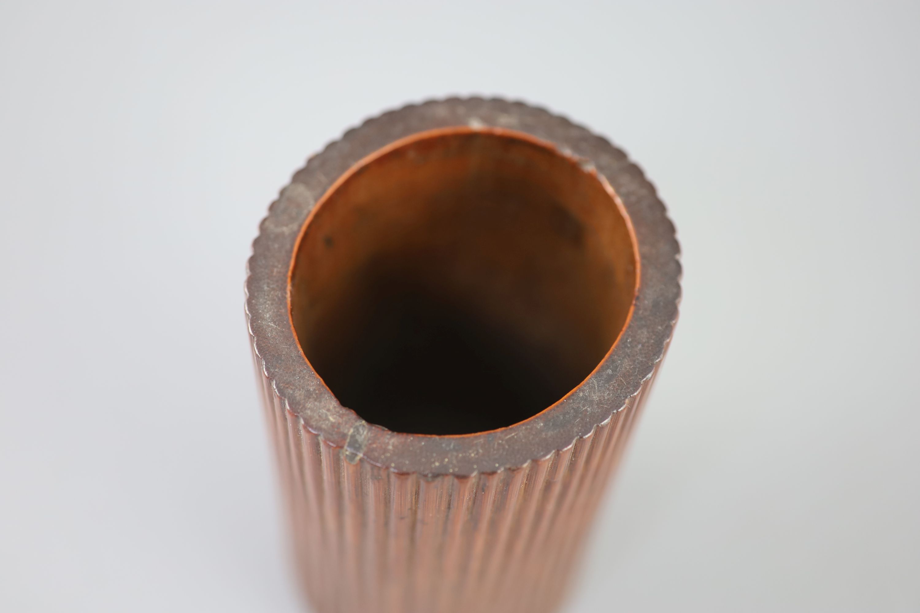 An unusual Chinese reeded bamboo brushpot, bitong, 18th/19th century,